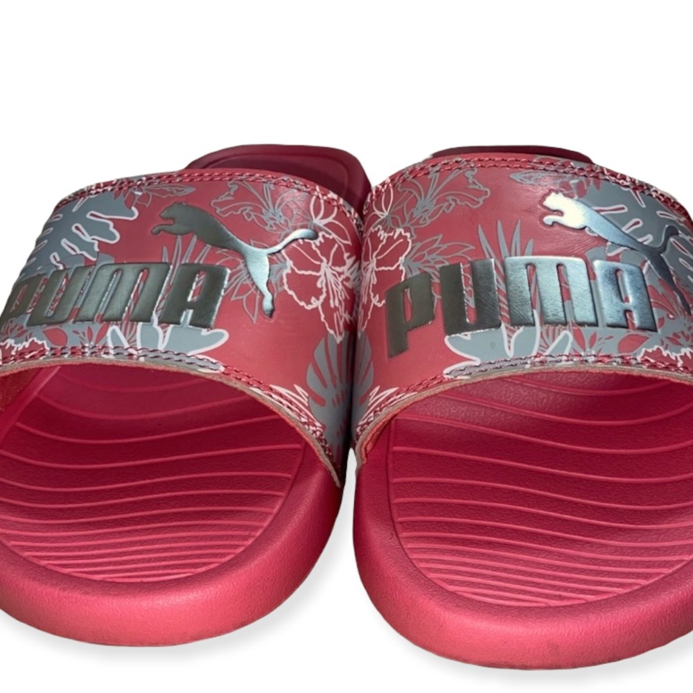 💐CUTE💐 Puma Pink and Metallic Silver Slides - Picture 4 of 5